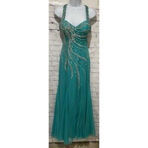 Sean Collection sequin beaded Sea Green Formal prom Gown, Dress Size 2